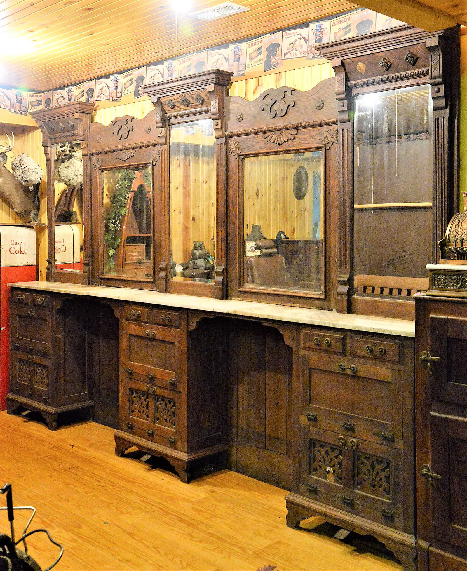 Circa 1890 Oak Barber Shop Backbar (1 of 12)