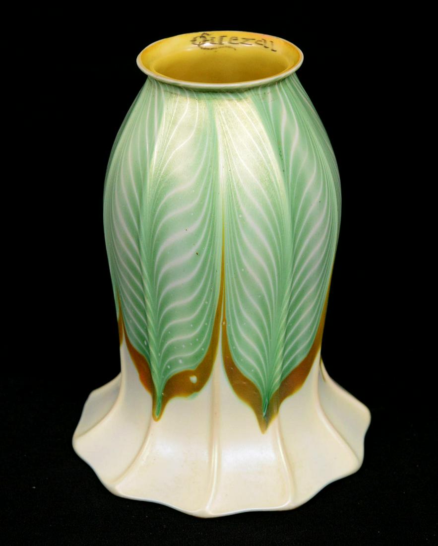 Signed Quezal Pulled Feather Shade (1 of 5)