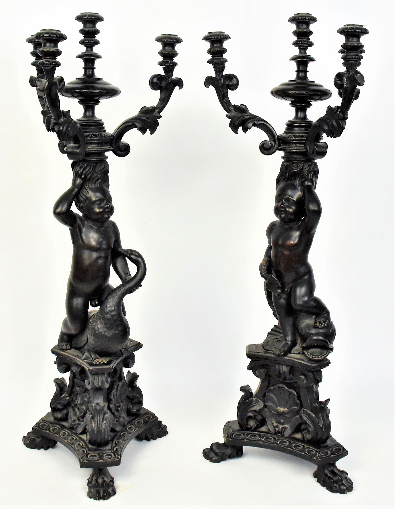 Pair Of Carved Wooden Putti Candelabras (1 of 12)