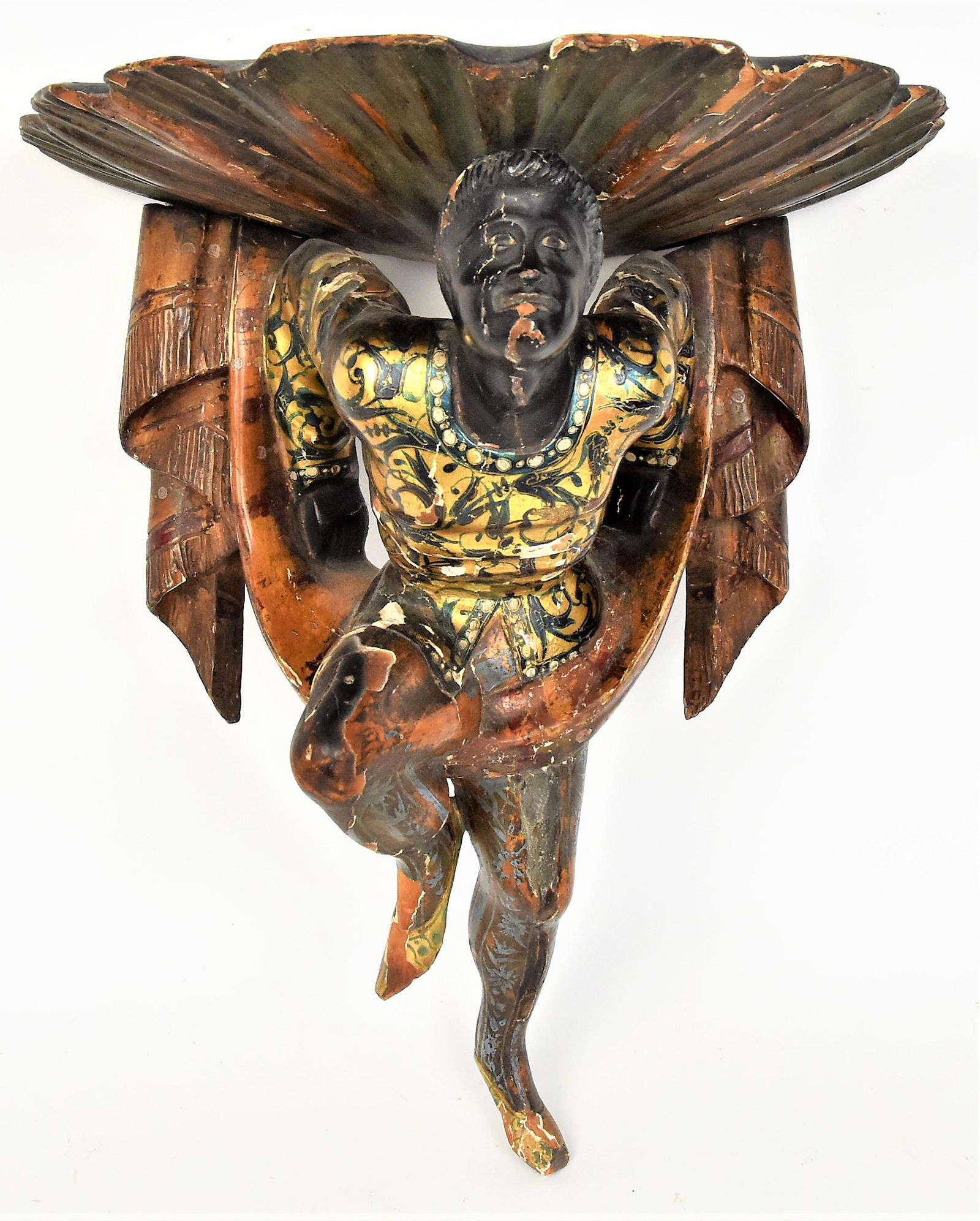 Early Blackamoor Carved & Painted Wall Bracket (1 of 6)