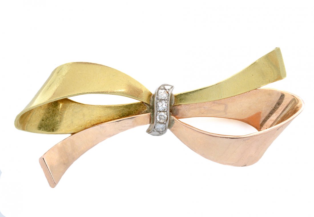 18K & 14K Gold & Diamond Brooch (1 of 4)