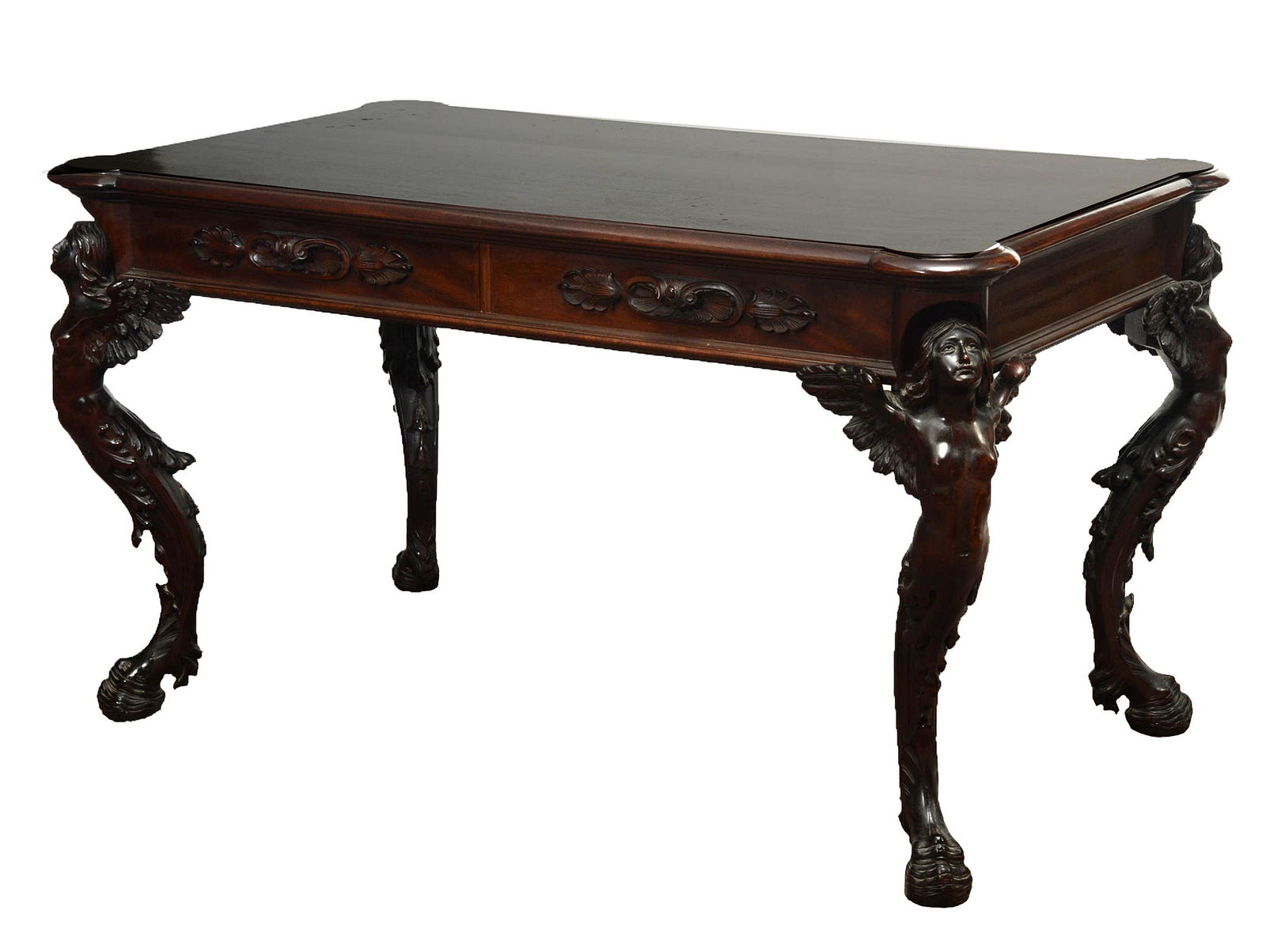 Mahogany Rococco Carved Desk (1 of 10)