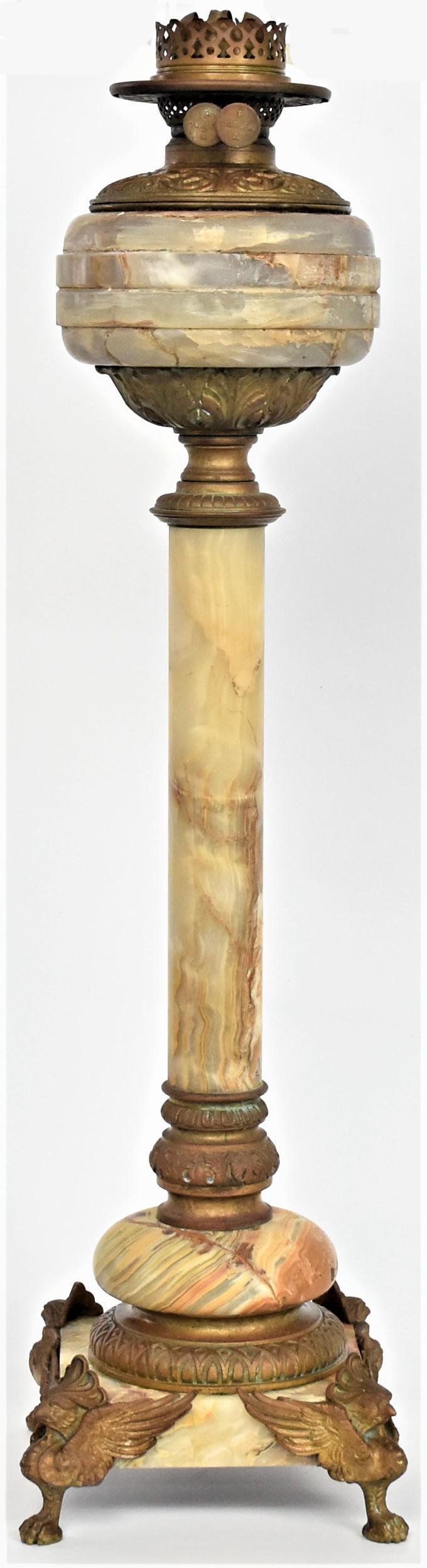 Bronze & Alabaster Banquet Oil Lamp (1 of 7)