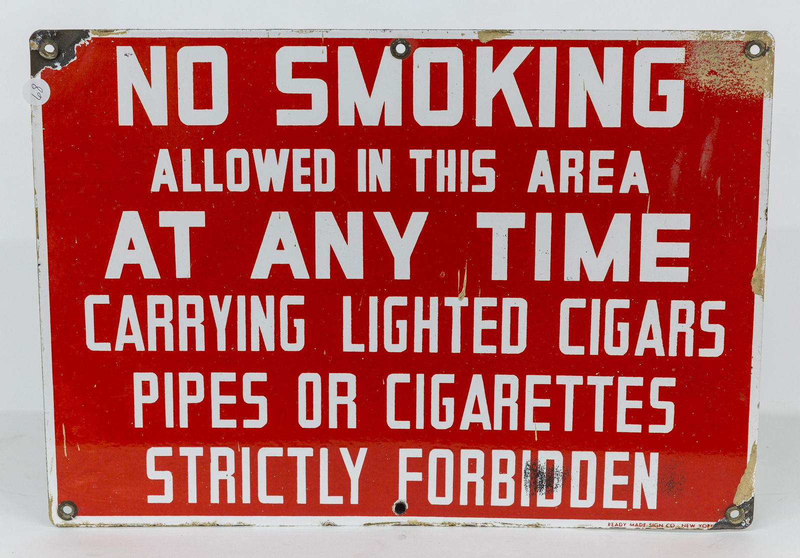Porcelain Enameled No Smoking Sign (1 of 7)
