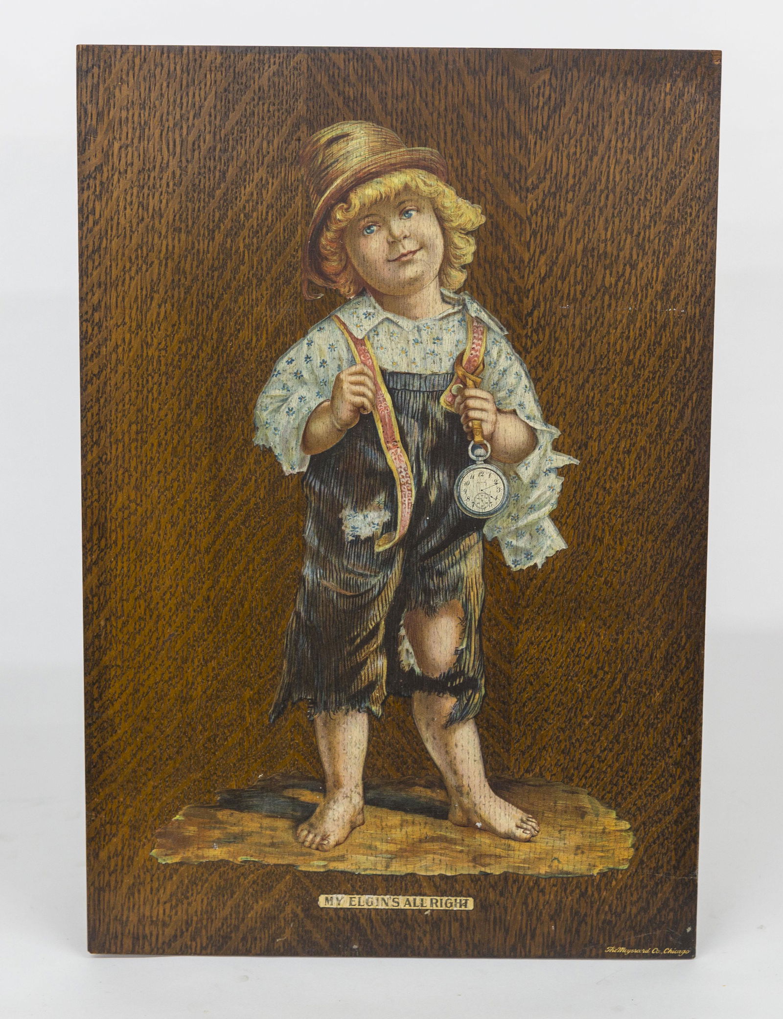 Early Wooden Elgin Watch Sign (1 of 10)