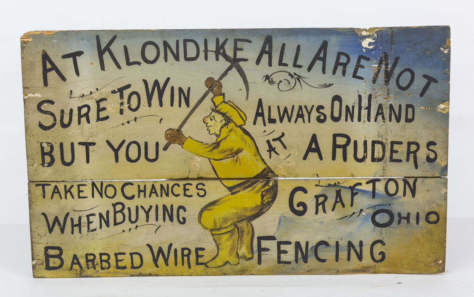 Early Comic Grafton, Ohio Wood Fencing Sign (1 of 8)