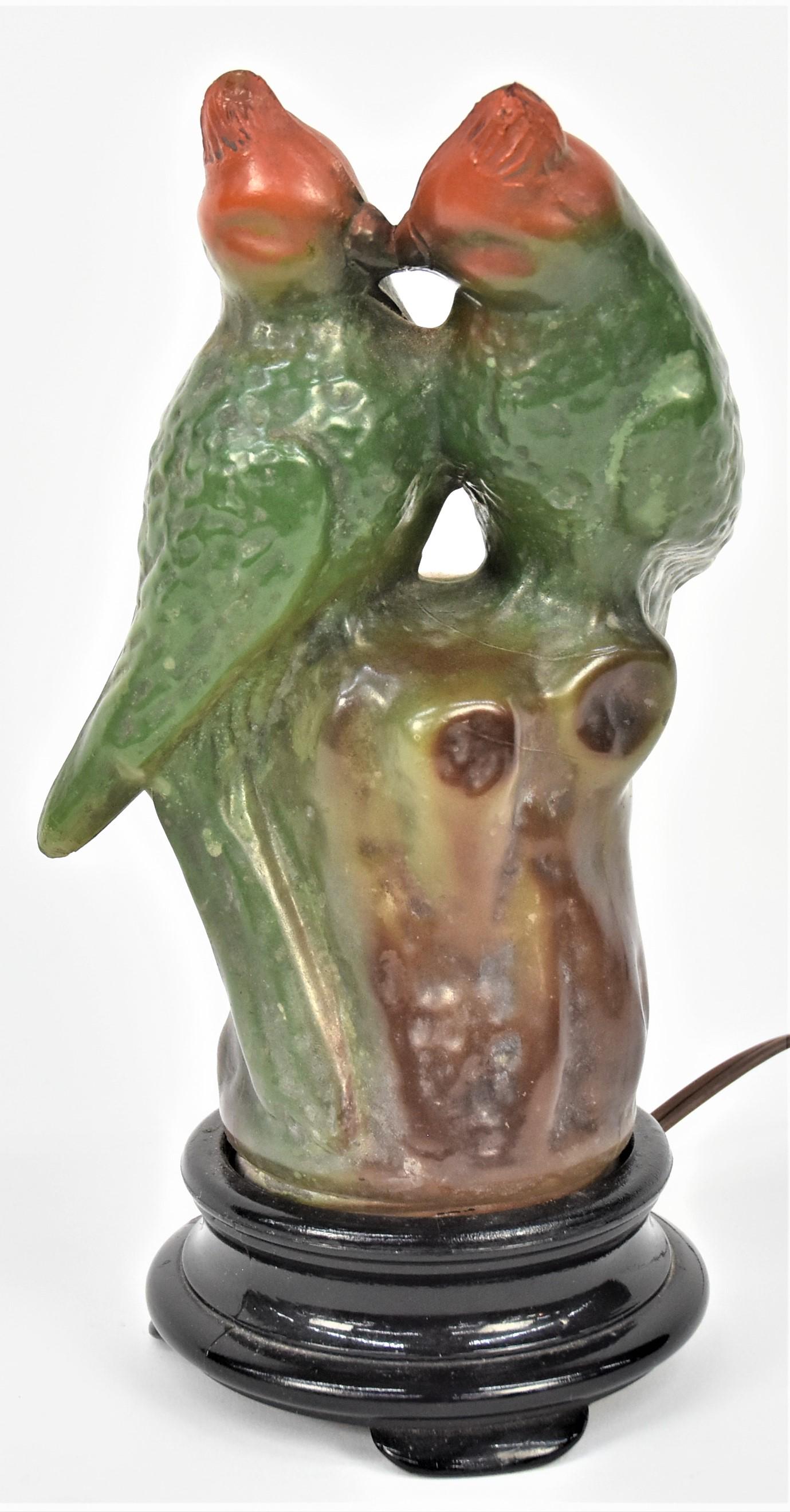 Tiffin Kissing Parrots Boudoir Lamp (1 of 5)