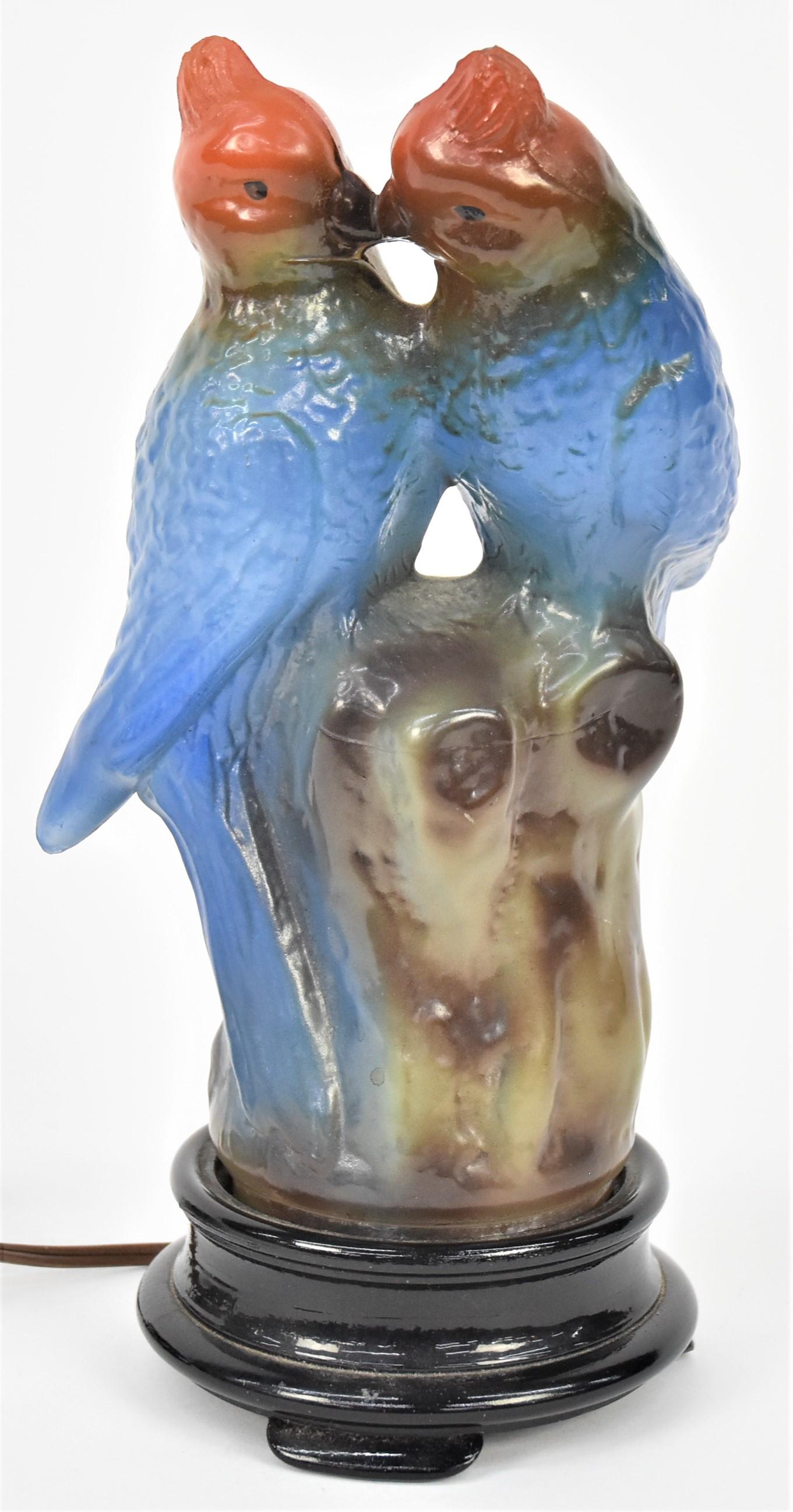 Tiffin Kissing Parrots Boudoir Lamp (1 of 6)