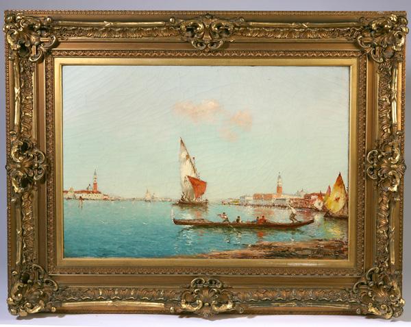 ALBERT FERDINAND DUPRAT (ITALIAN) OIL PAINTING: Albert Ferdinand Duprat (Italian, 1882-1974) 20" x 29" oil on canvas of a Venice canal scene. Signed lower right "A. Duprat". Albert Duprat developed his artistic skills at the Ecoledes Beaux-Art in t