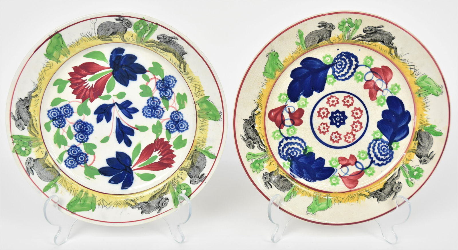 Pair Stick Spatter Plates with Rabbits & Frogs (1 of 7)