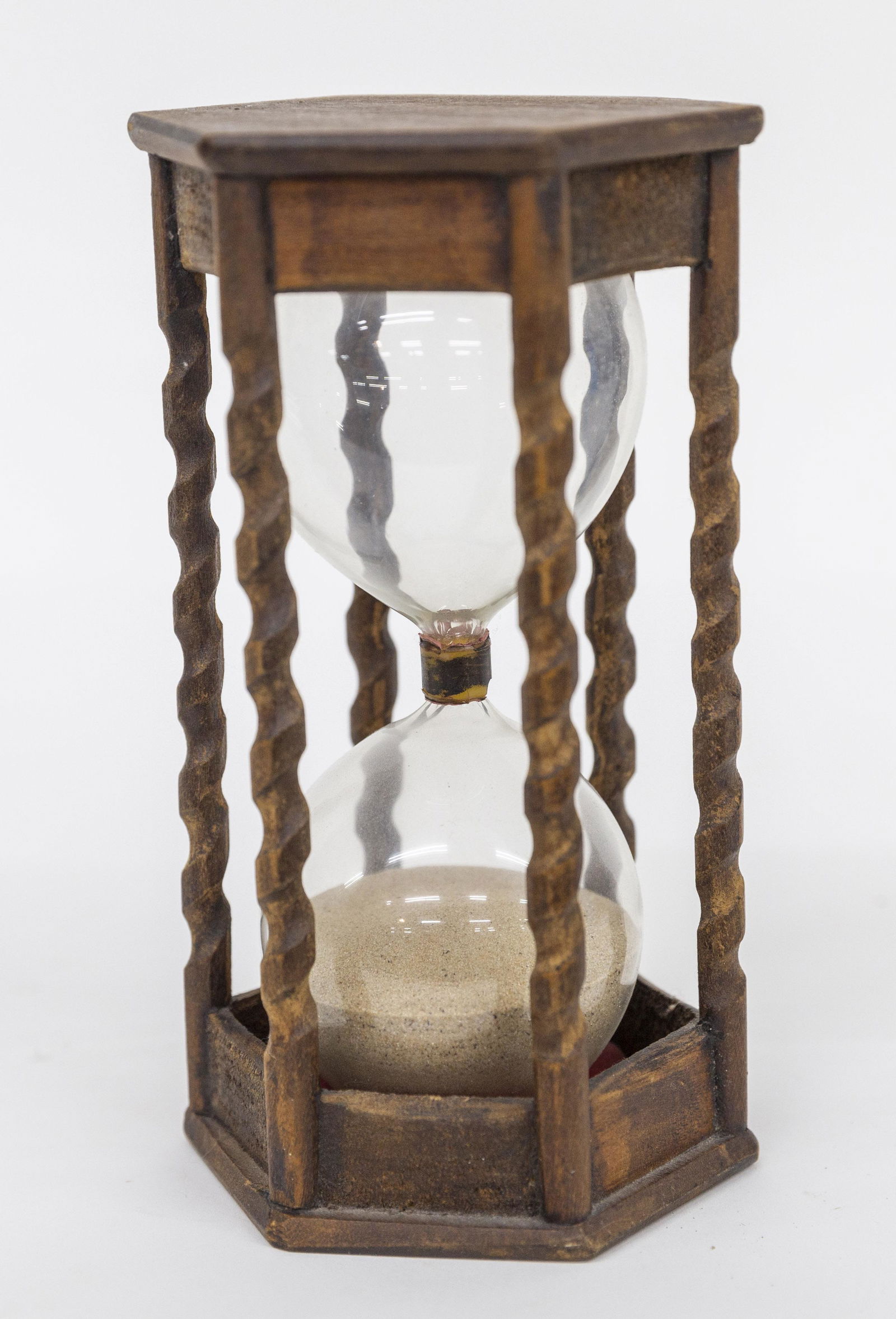 Early Wood & Blown Glass Hour Glass (1 of 5)