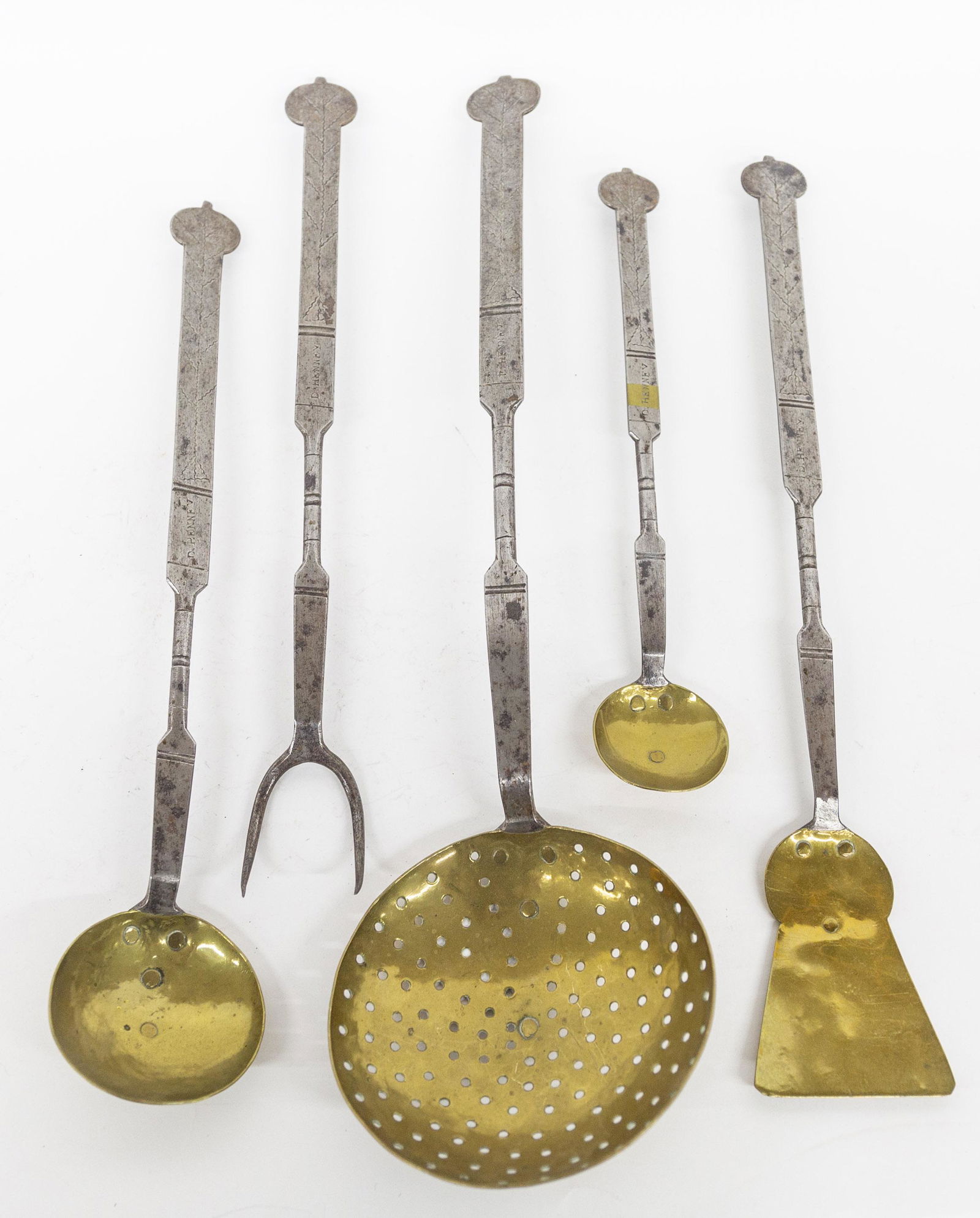 Signed Wrought Iron & Brass Early Kitchen Tools (1 of 11)