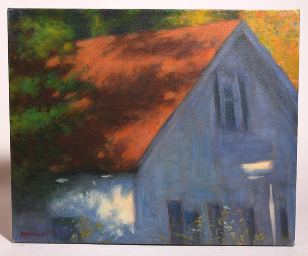 GREG STORER OIL ON CANVAS: Titled "White House" dated 2001. Signed lower left. Greg Storer works in Mason and Cincinnati and has exhibited at Wilmington College. 18" x 22".