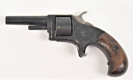 Blue Jacket No.1 Revolver: By Hopkins & Allen, .22 caliber 2 1/4" round barrel marked on top Blue Jacket No. 1 N.Y. Pat. Mar. 28 1871, with two piece walnut grips, 5 1/4" long. Condition reblued, else VG.