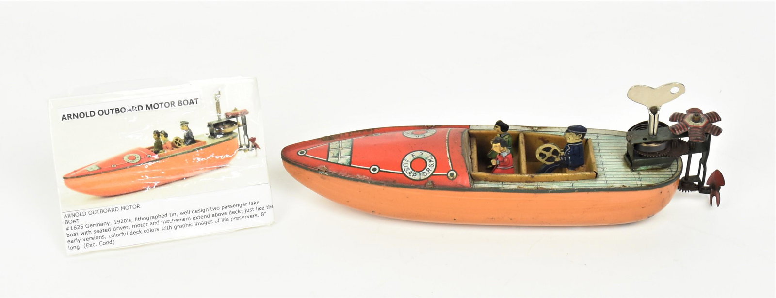Extremely Rare Arnold Tin Toy Outboard Motor Boat (1 of 9)