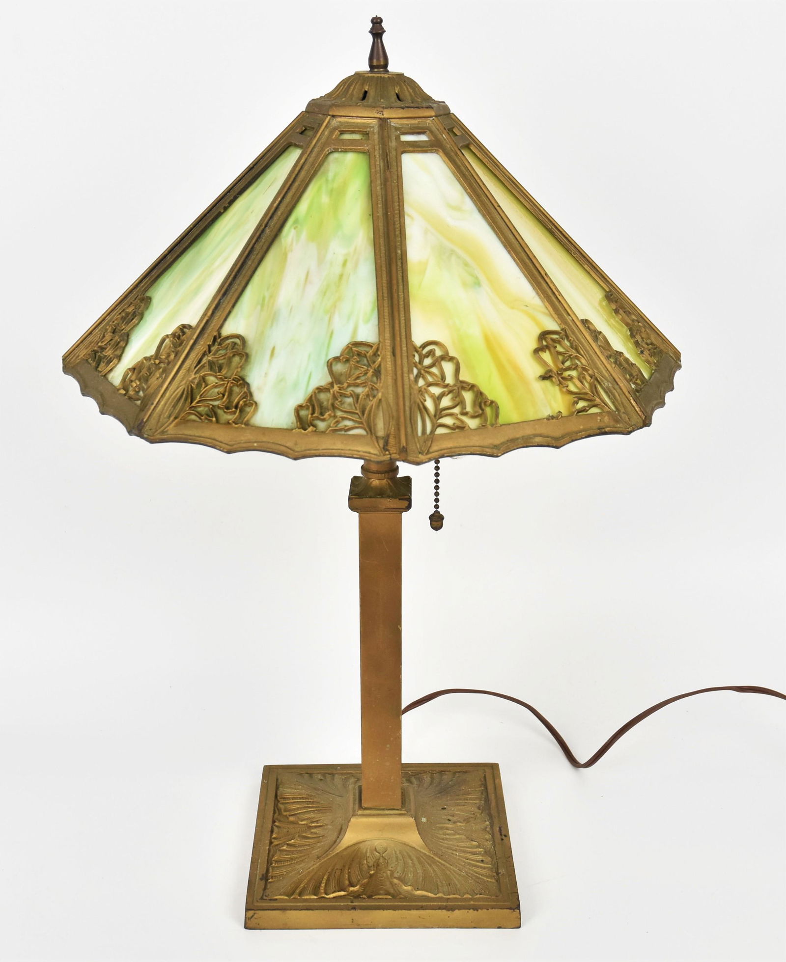 Attributed to Bradley & Hubbard Slag Glass Table Lamp (1 of 8)