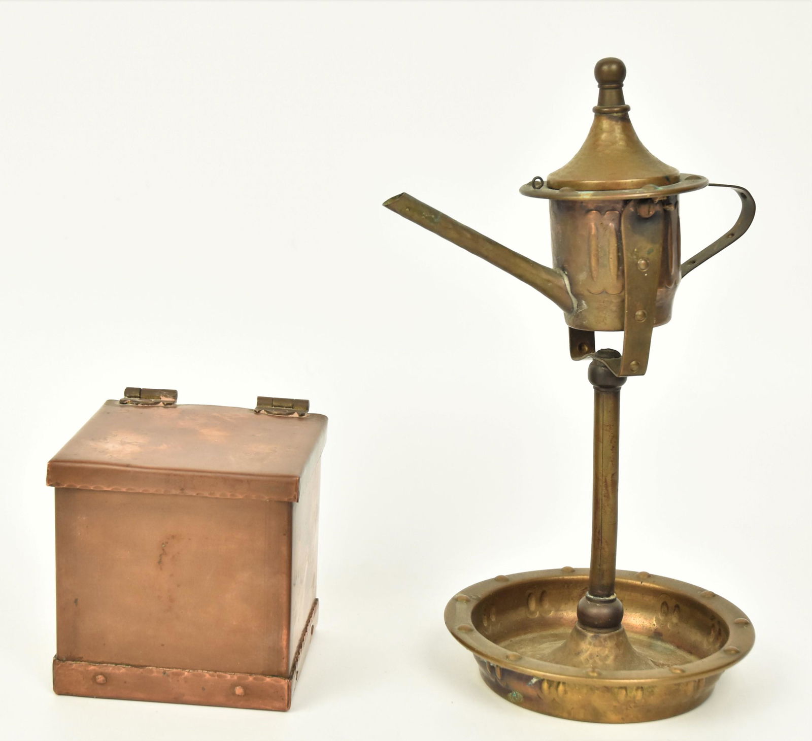 Arts and Crafts Copper Inkwell & Lamp (1 of 12)
