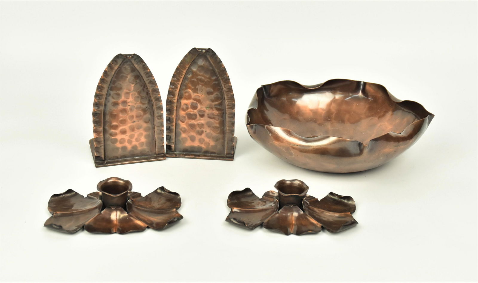 Arts & Crafts Copper Bowl, Candelsticks, Plus (1 of 10)