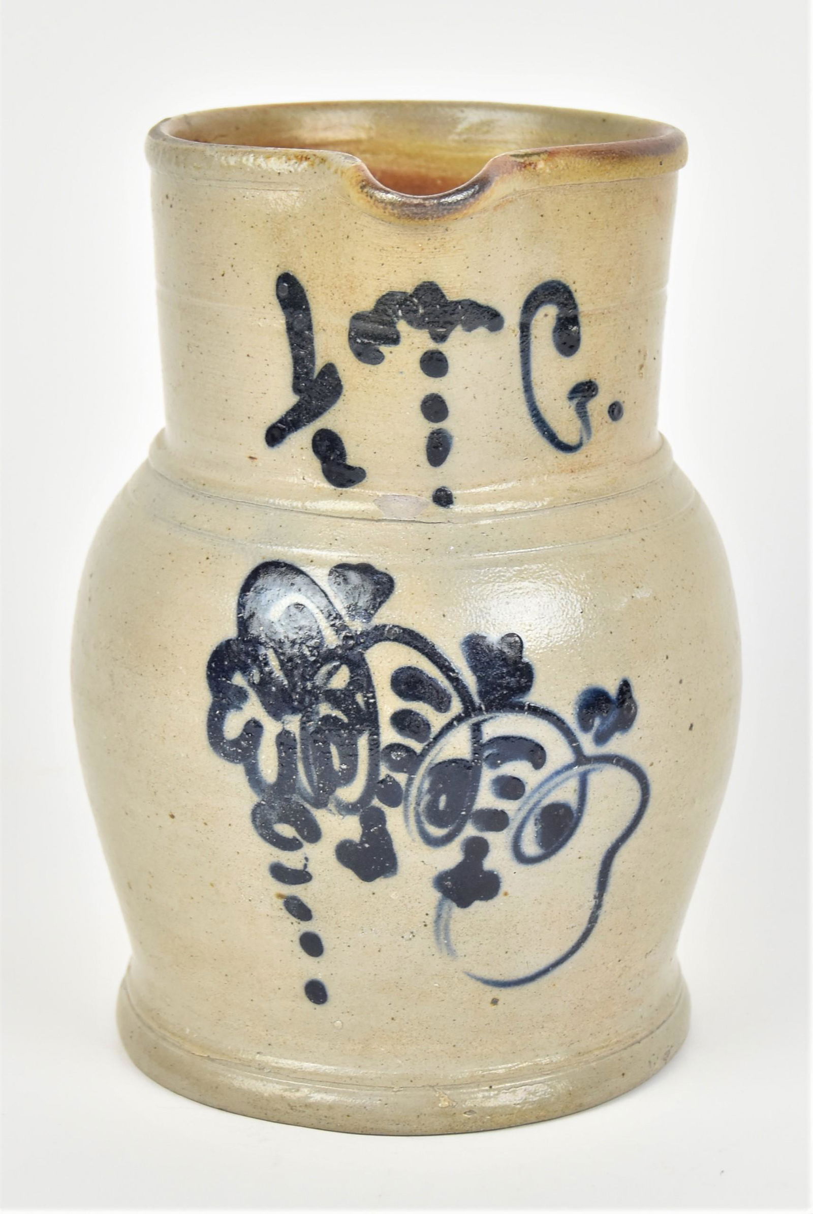 Nice Cobalt Decorated Stoneware Pitcher (1 of 4)