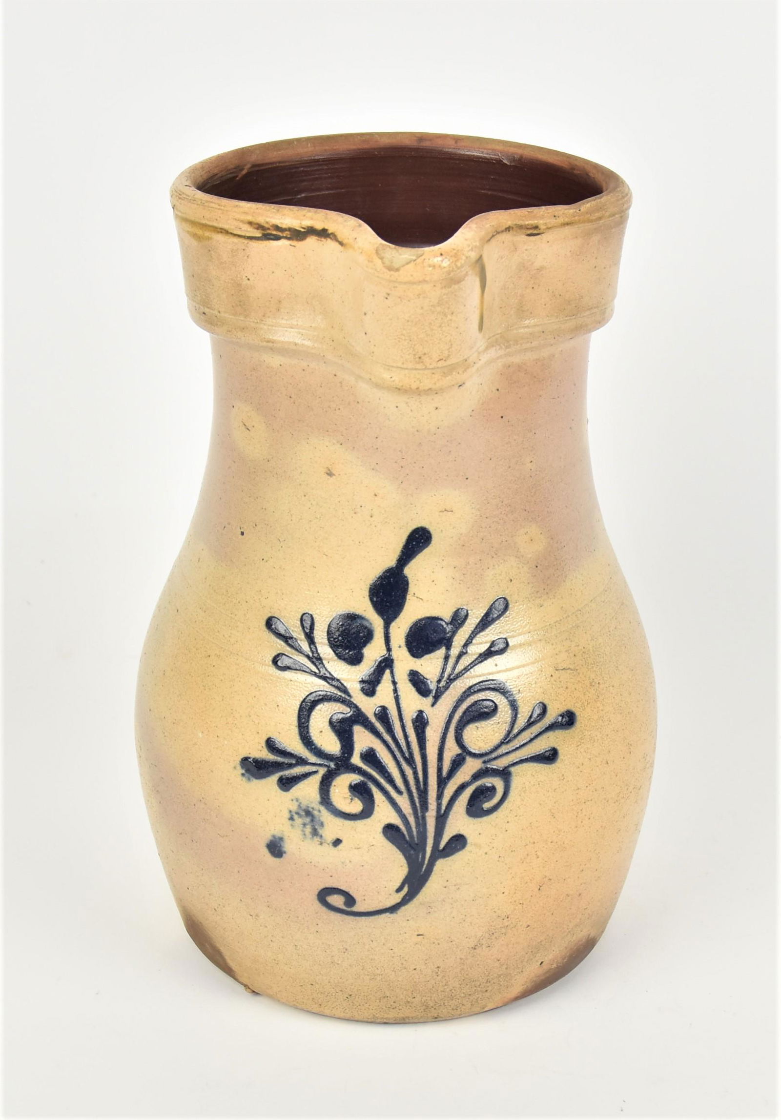 Cobalt Decorated Stoneware Pitcher (1 of 4)
