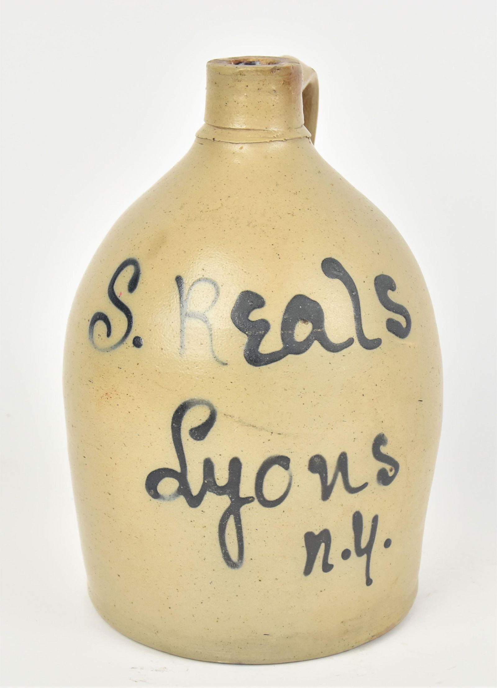 S. Reals Lyon N.Y. Blue Decorated Stoneware Jug (1 of 4)