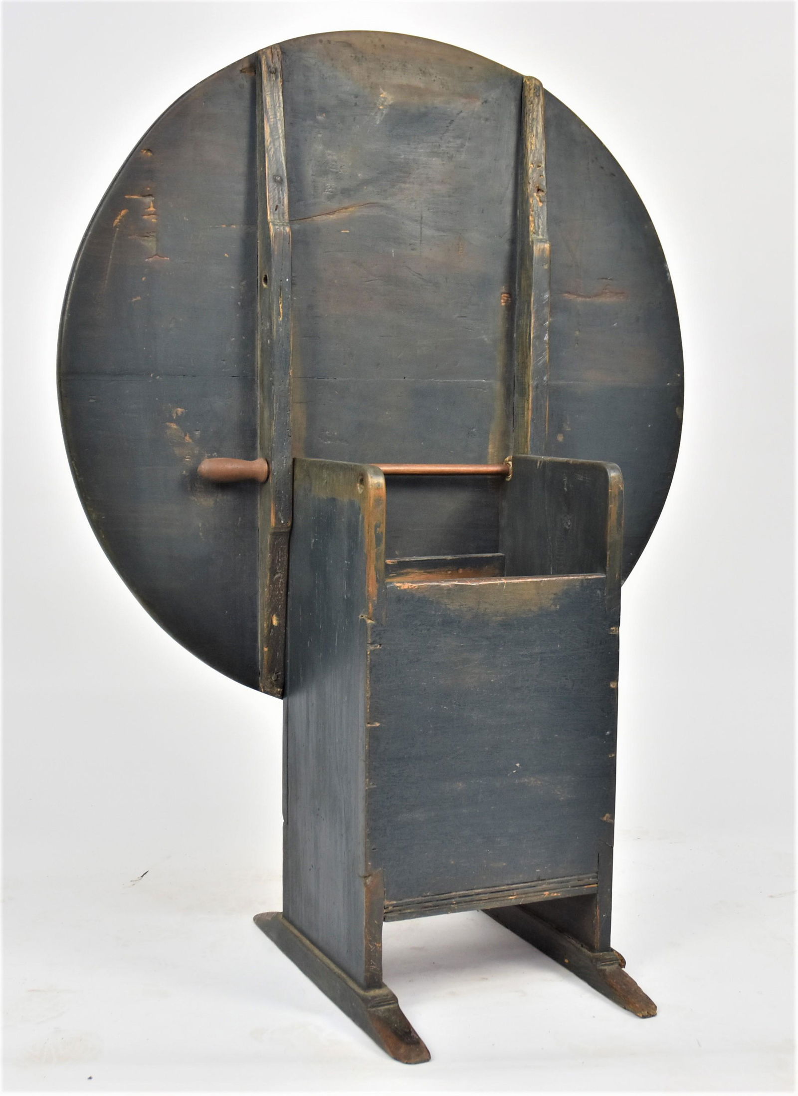 Early Maple Shoe Foot Hutch Table with Blue Paint (1 of 7)