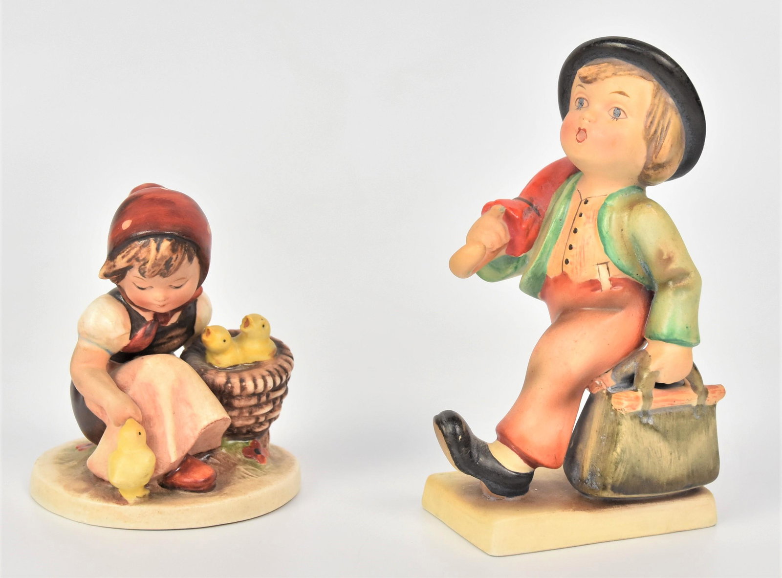 Hummel Figurines Crown Marks: Including #11, #57/0, tallest 5 1/4"H. Good condition.