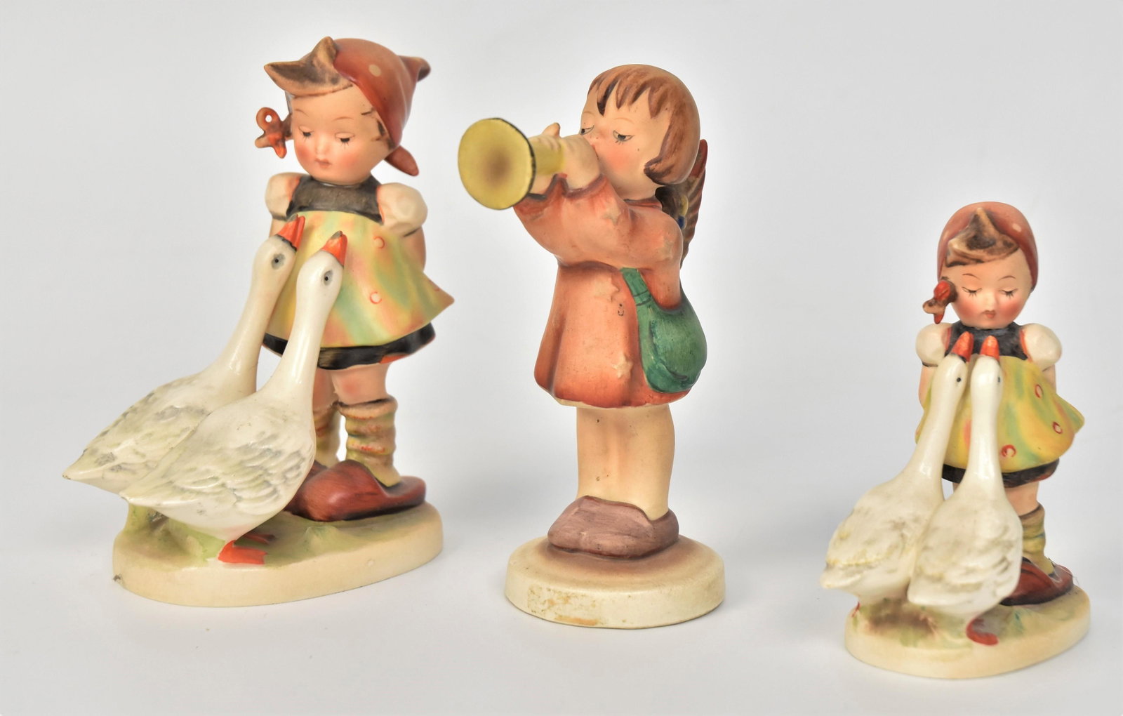 Three Hummel Figurines Crown Marks: Includes #47 3/0, # 47/0 , Heavenly Angel with faint incised mark- tallest 5 1/4" H. All good condition.