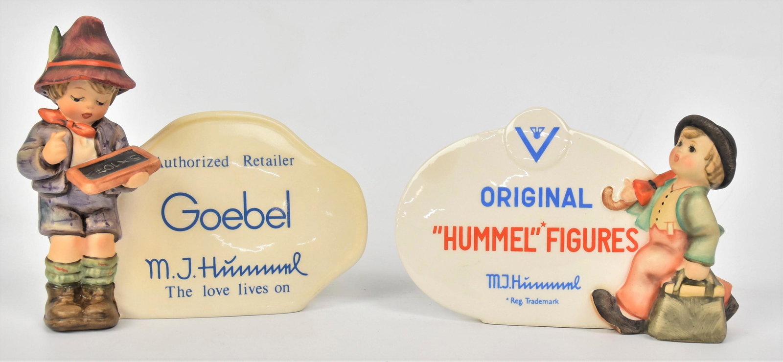 Two Retail Hummel Figurines: Two authorized retailer Hummel figurines, tallest is 5", both 5 1/2" L, both in very good condition marked #460-TMK-6, #187 TMK-4