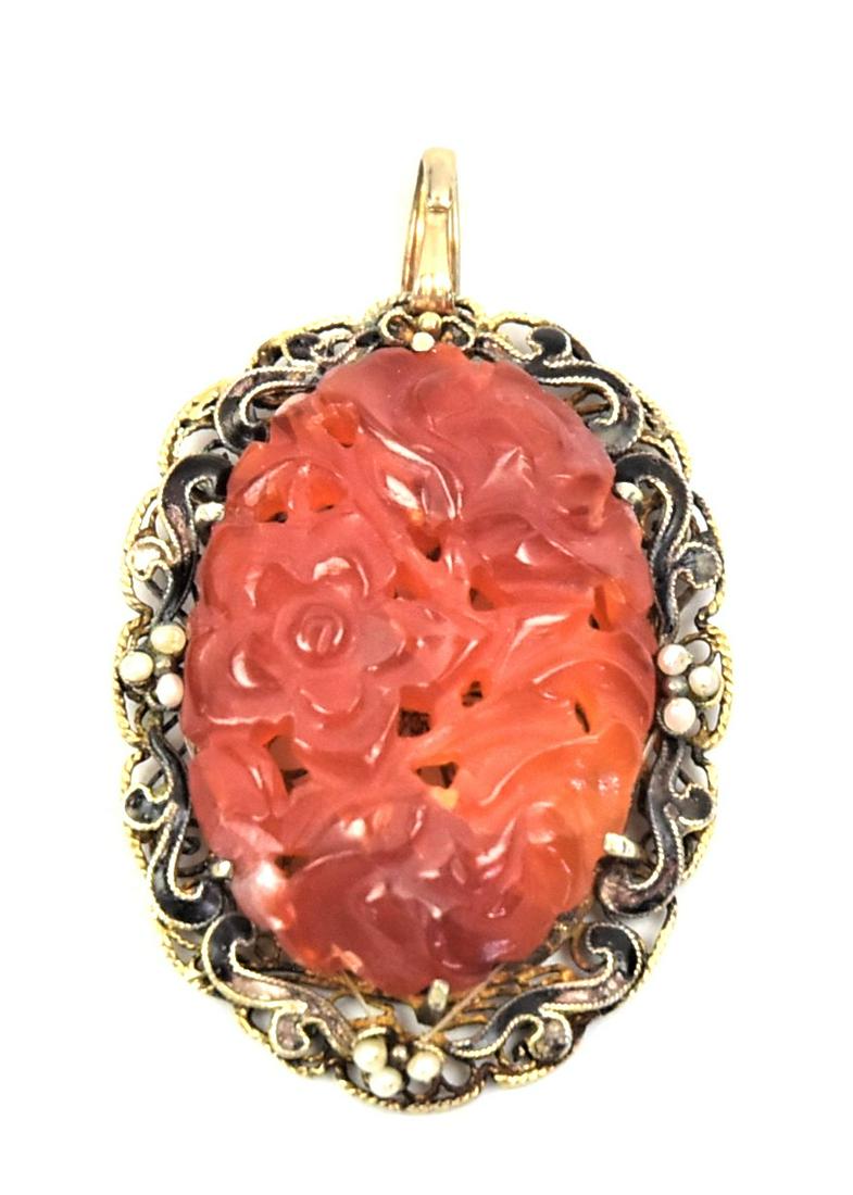 Carved Chinese Carnelian Pendant (1 of 4)