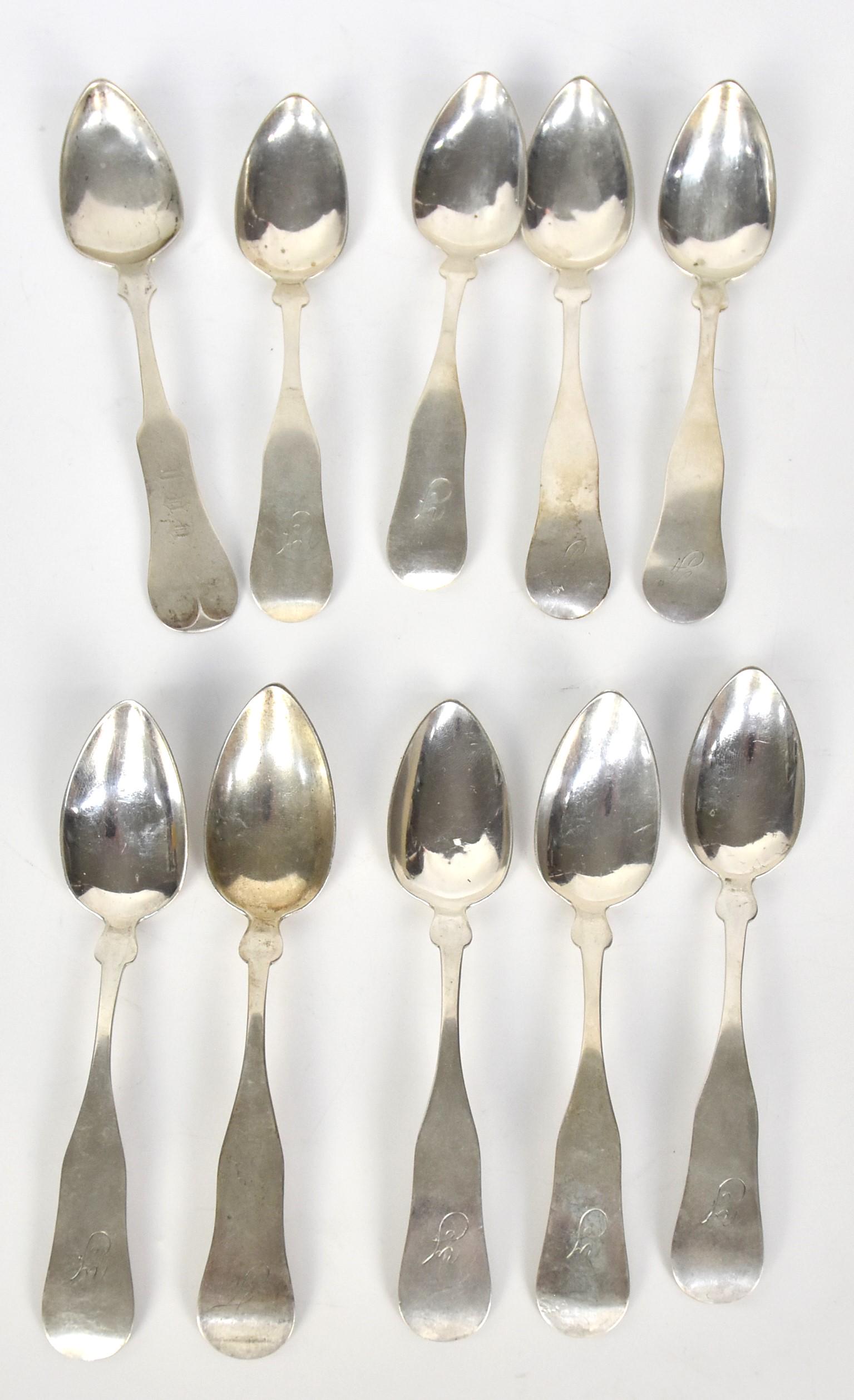 10 Early Coin Silver Spoons (1 of 4)