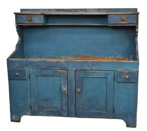 Early Blue Painted Dry Sink