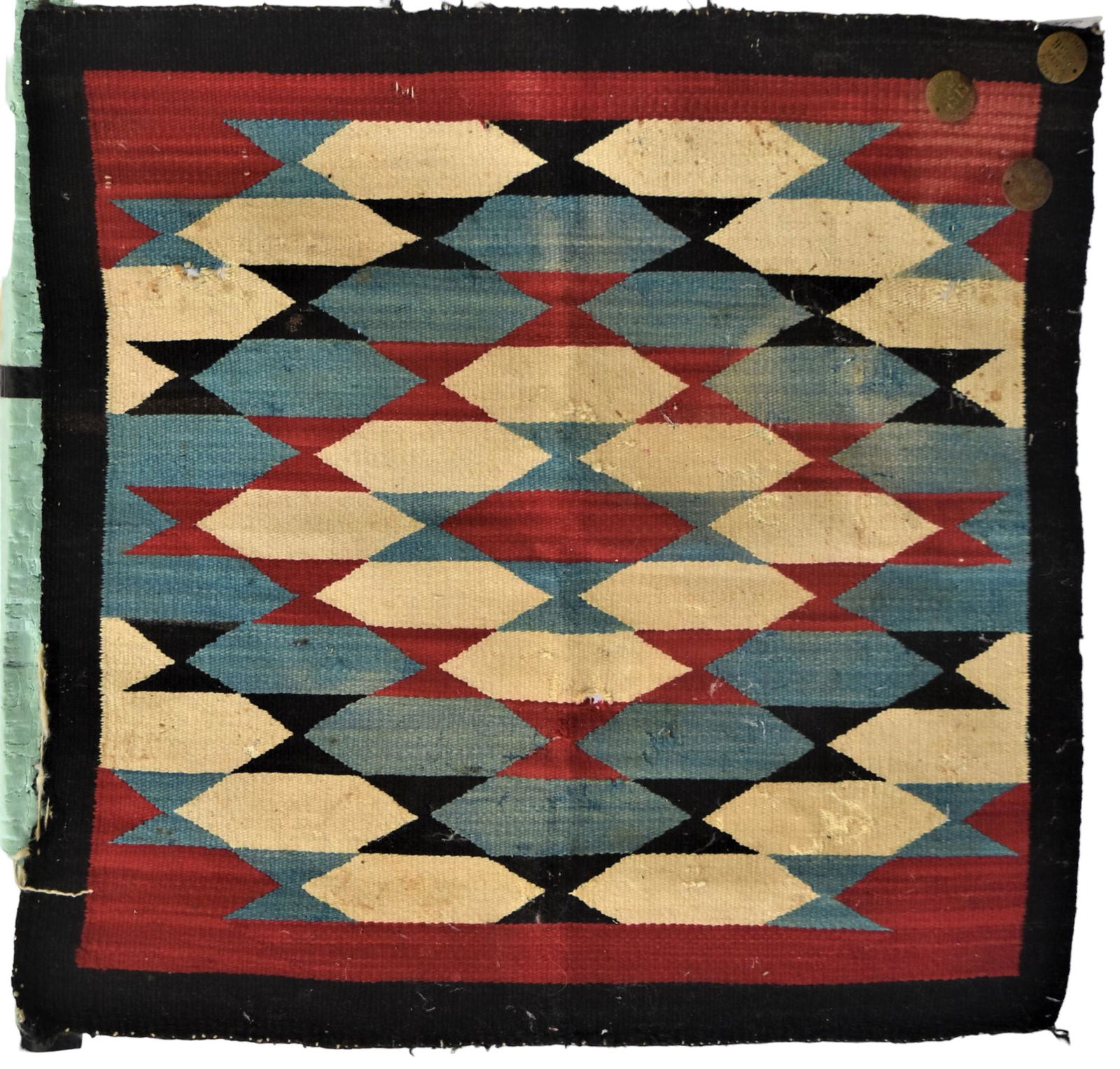 Navajo Woven Saddle Blanket with Grazing Permit Badges (1 of 9)