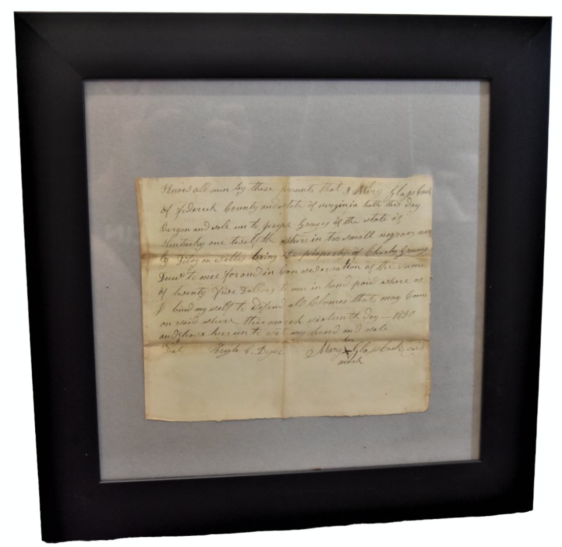 1830 Virginia Slave Bill of Sale (1 of 2)