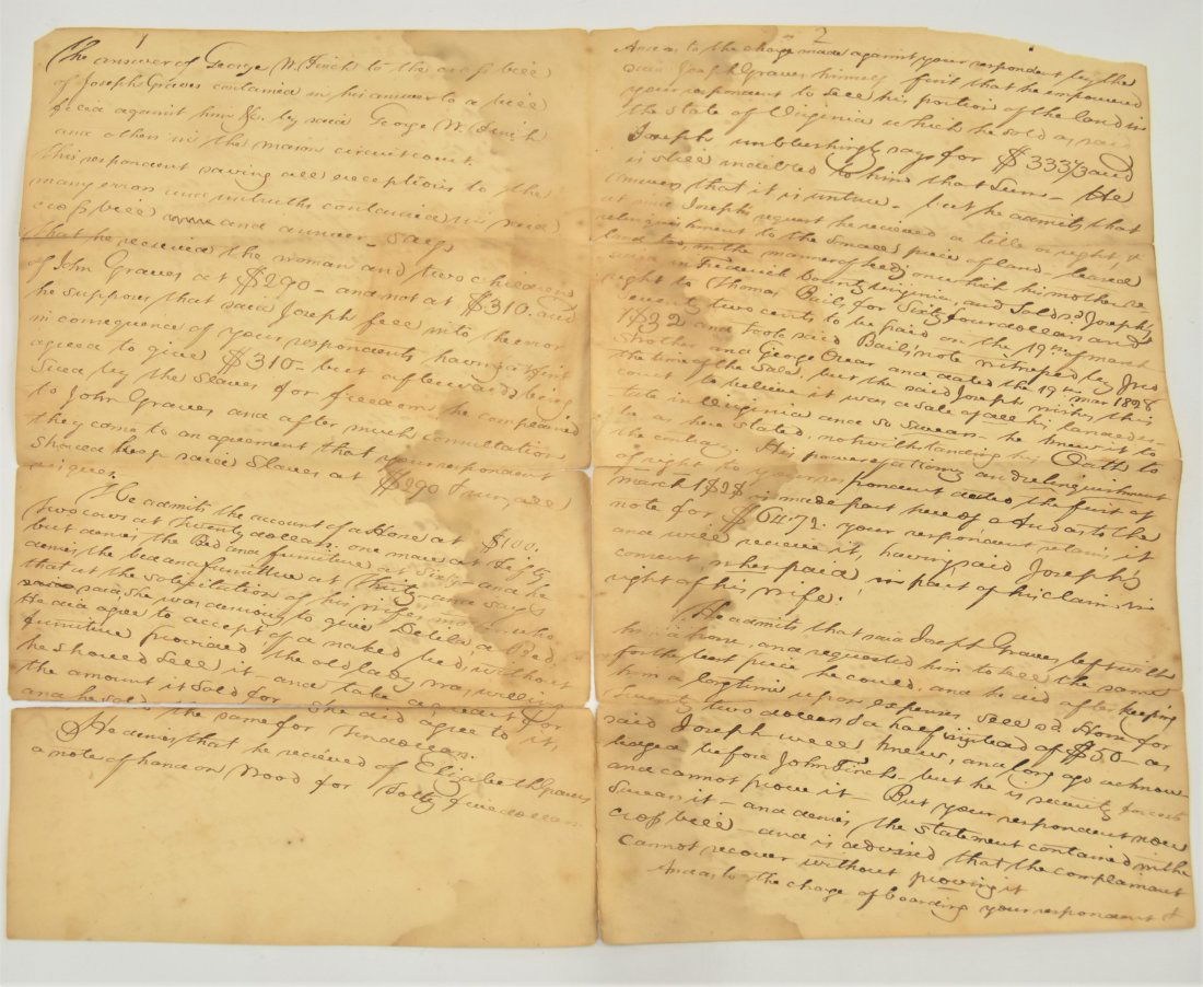 MS 1828 Legal Complaint Against J. Graves by Relatives over Slaves (1 of 5)