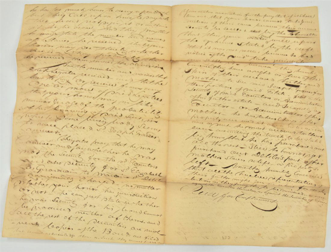 MS 1832 Legal Complaint Against J. Graves by Relatives over Slaves (1 of 5)