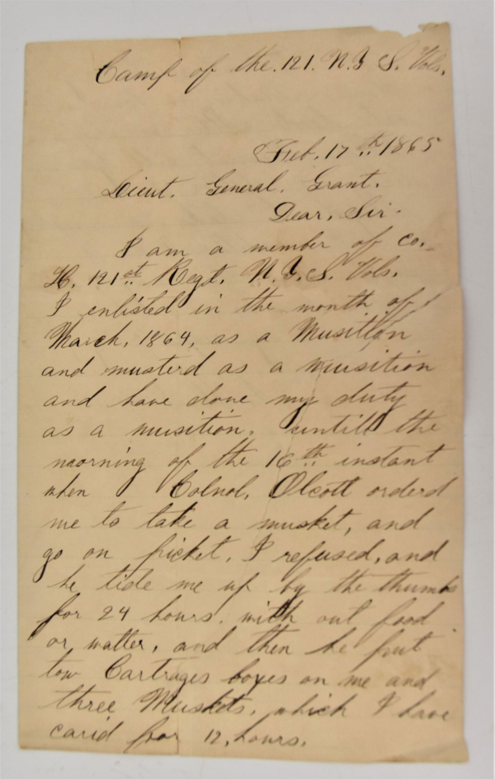 Soldiers Letter Addressed to Lieut. General Grant (1 of 6)