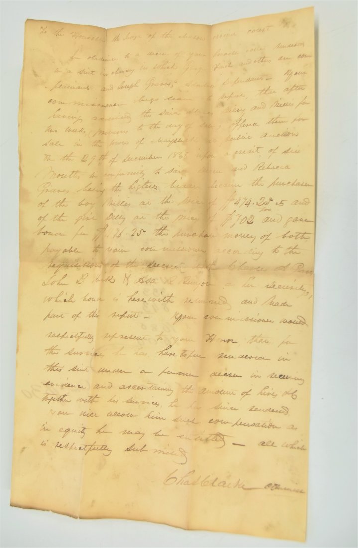 Mason Co. Ky 1839 Court Doc with 2 Named Slaves (1 of 2)
