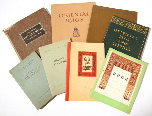 7 - 1920'S & 30'S ORIENTAL RUGS & PAINTINGS BOOKS: Includes 1922 Antique Rugs from the Near East: 1935 Oriental Rugs & Textiles; 1932 Persian Frescoes; Oriental Rugs - The Sloan Collection; Oriental Rugs - Caucasus - Turkestan; 1938 Gift of the Orient
