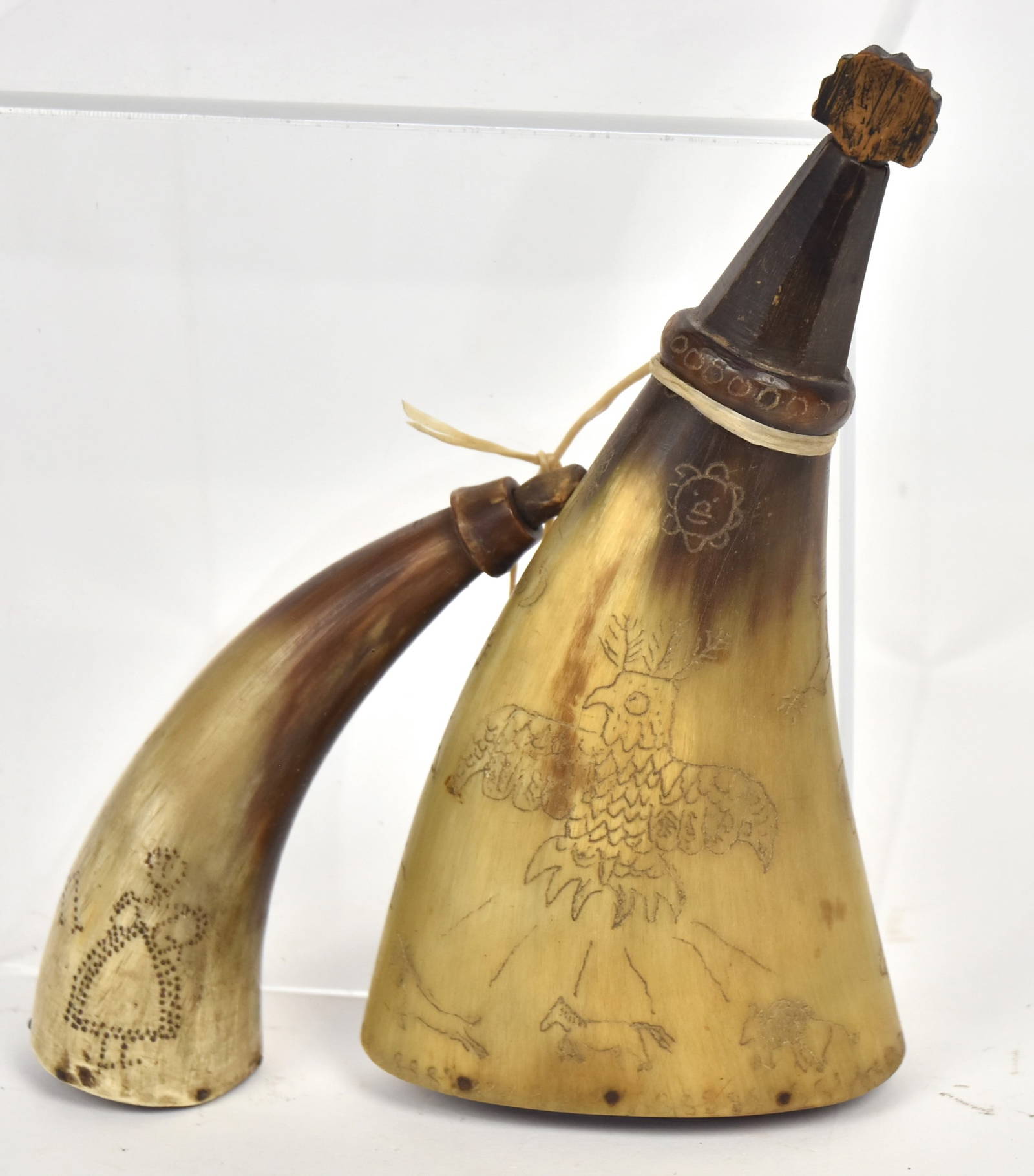 Two Native American Style Powder Horns Auction