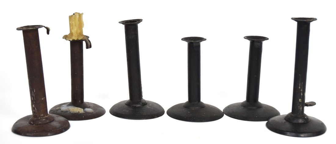 Six Early Hog Scraper Candlesticks (1 of 3)