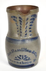 Jas. Hamilton Decorated Stoneware Pitcher