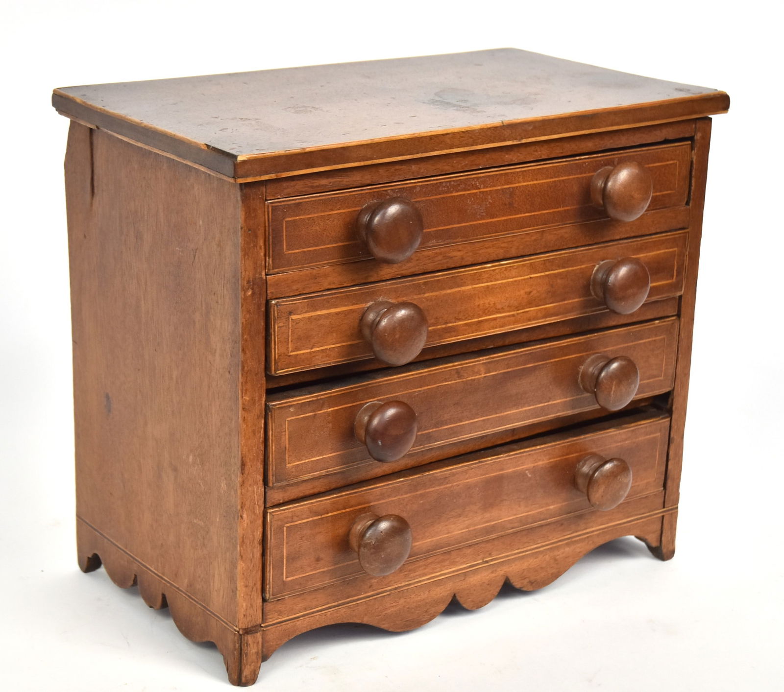 Miniature Inlaid Walnut Chest (1 of 7)