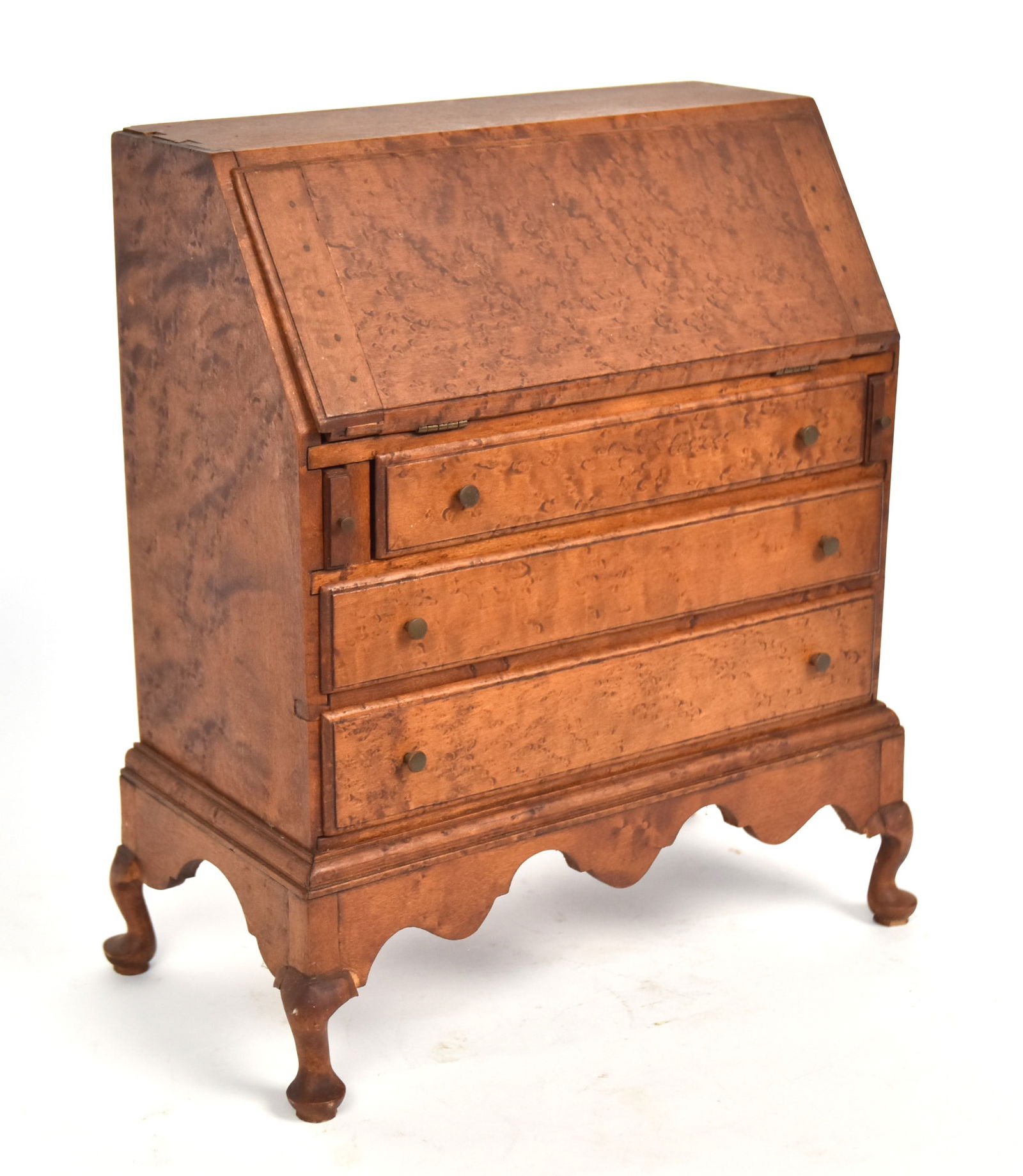 Miniature Burl Cherry Queen Anne Desk on Frame (1 of 8)