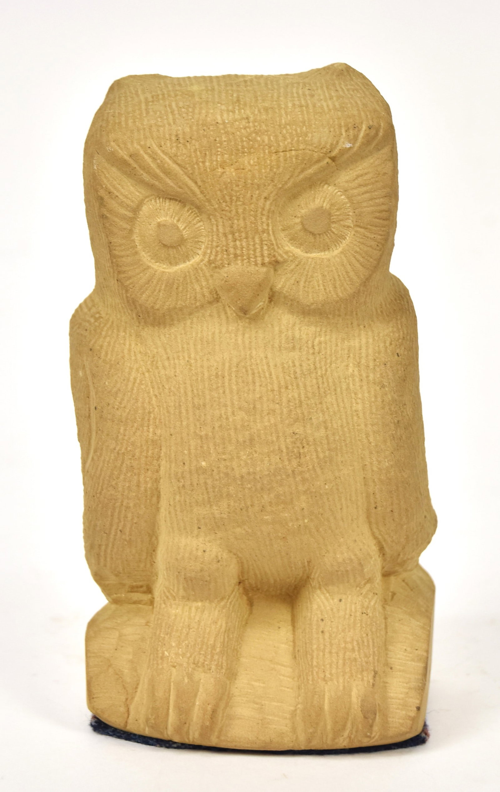 E. Popeye Reed Sandstone Sculpture: Ernest (Popeye) Reed (1919-1985), Jackson Co., Ohio; Perching Owl, signed around base Vals Master E Reed, 3 3/4 x 3 1/2 x 7 1/8" high. Condition Fine.