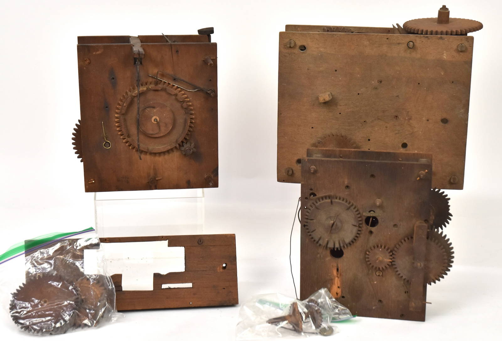 Three American Wooden Tall Case Clock Movements Auction