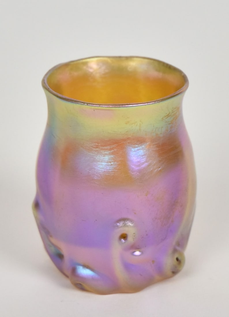 Tiffany Favrile toothpick holder, tooled designs (1 of 5)