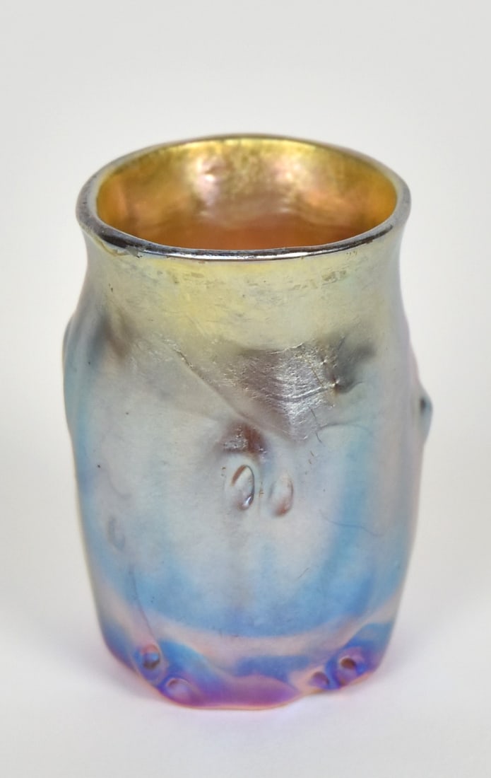 Tiffany Favrile toothpick holder, tooled designs (1 of 6)