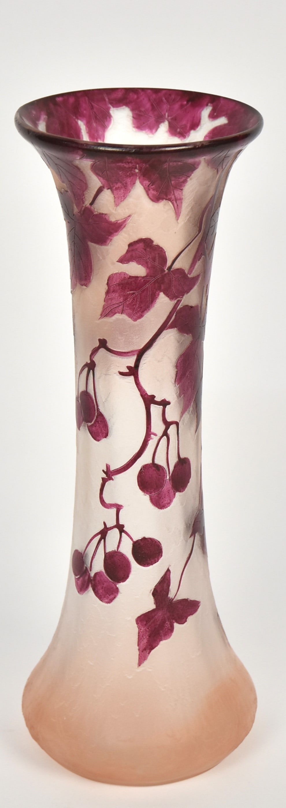 Legras cameo enamel vase, wild grape vine (1 of 7)