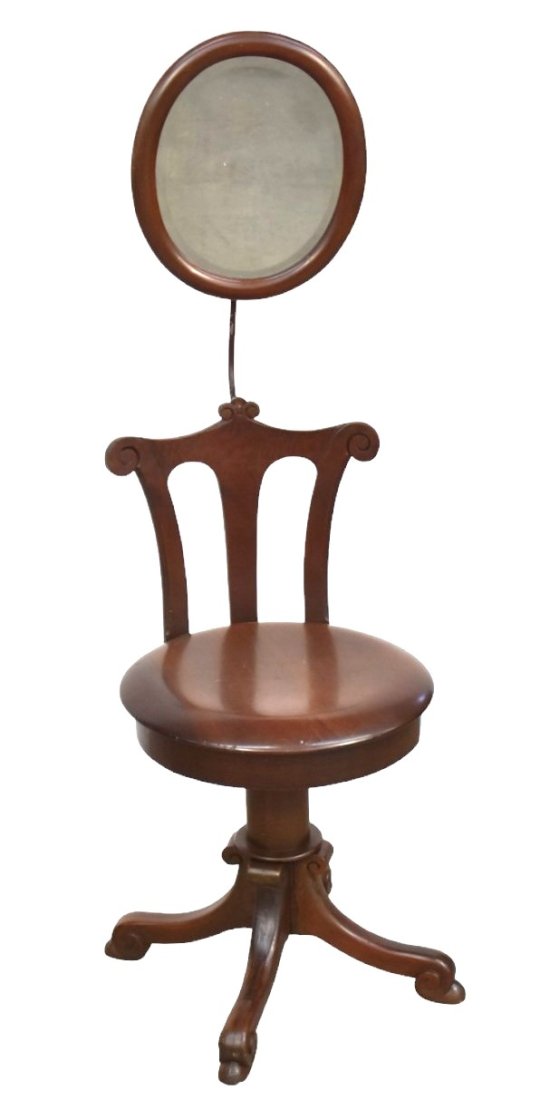 Rare Mahogany Vanity Chair With Mirror (1 of 6)